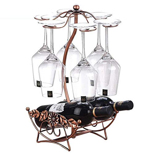 Weinregal Single Bottle Holder Metalldraht & Stielgläser Halter Freistehende Arbeitsplatte Weinglas Display Regal für 1 Flasche und 6 Gläser Weinregal Single Bottle Holder Metalldraht & Stielgläser Halter Freistehende Arbeitsplatte Weinglas Display Regal für 1 Flasche und 6 Gläser von Generic