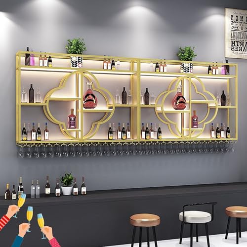 Weinregal Wandmontierte Barregale Weinregal mit LED-Licht Spirituosenregal für Spirituosenflaschen Weinflaschenhalter Displayregal mit Weinglasregal für Home Bar Esszimmer Küche Wohnzimmer Weinregal Wandmontierte Barregale Weinregal mit LED-Licht Spirituosenregal für Spirituosenflaschen Weinflaschenhalter Displayregal mit Weinglasregal für Home Bar Esszimmer Küche Wohnzimmer von Generic