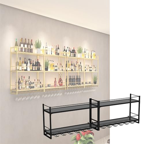 Weinregal Wandmontierte Barregale mit hängendem Weinglasregal Spirituosenflaschenregal mit LED-Licht Schwebende Barregale Küchenwandschrank für Arbeitsplatte Home Bar Cafe Küche Dini Weinregal Wandmontierte Barregale mit hängendem Weinglasregal Spirituosenflaschenregal mit LED-Licht Schwebende Barregale Küchenwandschrank für Arbeitsplatte Home Bar Cafe Küche Dini von Generic