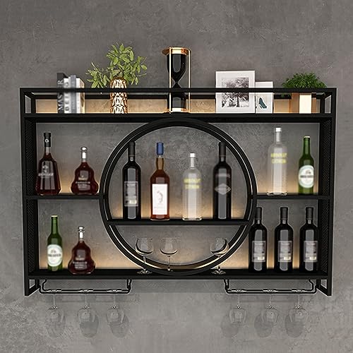 Weinregal Wandmontierte Weinflasche aus Metall und Glas aus Eisen mit Glashalter Weinhalter mit Regal Schwebendes Regal für Spirituosenflaschen für das Wohnzimmer Home Bar Weinkeller (Farbe: Weinregal Wandmontierte Weinflasche aus Metall und Glas aus Eisen mit Glashalter Weinhalter mit Regal Schwebendes Regal für Spirituosenflaschen für das Wohnzimmer Home Bar Weinkeller (Farbe: von Generic