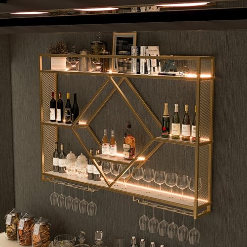 Weinregal Wandmontierter Flaschenhalter aus Metall mit Glashalter Bareinheit Schwebendes Regal Hängendes Kelchregal Multifunktionales Weinaufbewahrungsregal Perfekt für die Küche Home Bar Ca Weinregal Wandmontierter Flaschenhalter aus Metall mit Glashalter Bareinheit Schwebendes Regal Hängendes Kelchregal Multifunktionales Weinaufbewahrungsregal Perfekt für die Küche Home Bar Ca von Generic