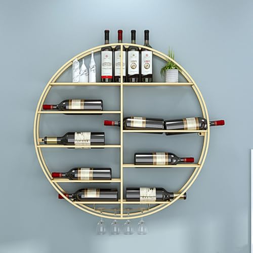 Weinregal aus Metall Wandmontage - Moderne industrielle Weinregale für die Wohnkultur - Runder Weinflaschen- und Glashalter mit Stielregal von Generic