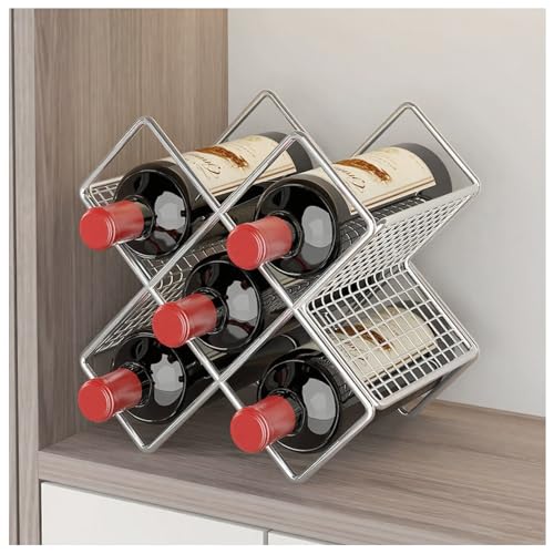 Weinregal für die Arbeitsplatte,Hängendes Stielglas Regal,Freistehendes Weinflaschenregal für den Schreibtisch,Schmiedeeisernes Bar-Weinregal,für die Präsentation im Büro und Wohnzimmer(Silver,B) von Generic