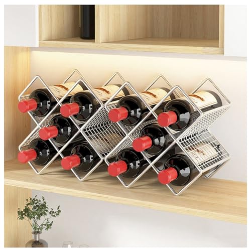 Weinregal für die Arbeitsplatte,Hängendes Stielglas Regal,Freistehendes Weinflaschenregal für den Schreibtisch,Schmiedeeisernes Bar-Weinregal,für die Präsentation im Büro und Wohnzimmer(Silver,C) von Generic
