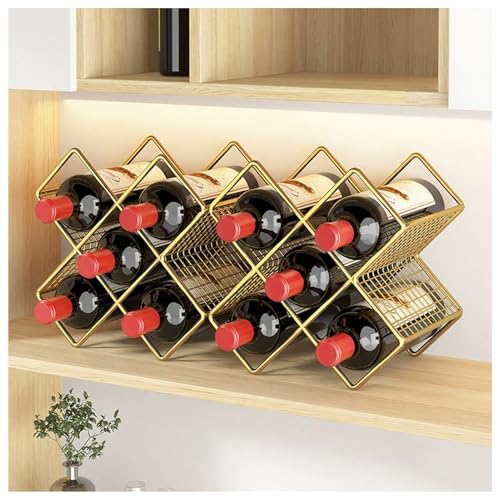 Weinregal für die Arbeitsplatte,Hängendes Stielglas Regal,Freistehendes Weinflaschenregal für den Schreibtisch,Schmiedeeisernes Bar-Weinregal,für die Präsentation im Büro und Wohnzimmer(Gold,C) von Generic