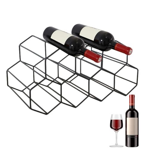 Weinregal mit 3 Etagen, moderner Weinhalter-Ständer – Arbeitsplattenregal aus Metall, 9 Flaschenhalter für Wasserflasche Weinregal mit 3 Etagen, moderner Weinhalter-Ständer – Arbeitsplattenregal aus Metall, 9 Flaschenhalter für Wasserflasche von Generic