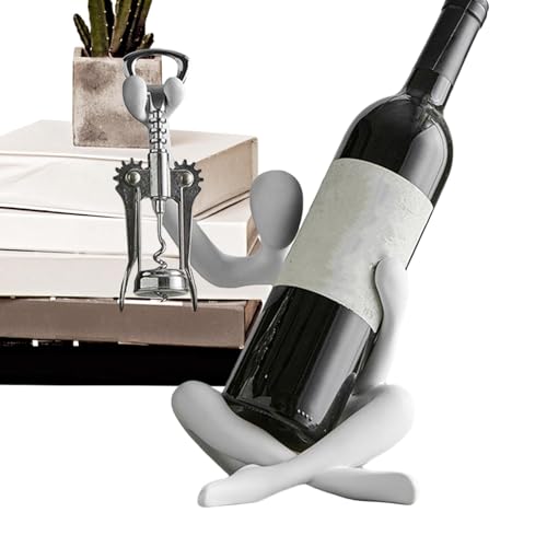 Weinregal zum Aufstellen, Weinregal für den Tisch, Weinständer aus Harz mit Flaschenöffnerhaken, dekorative Weinflaschen mit hohler Statue Ornament für die Tischplatte von Generic