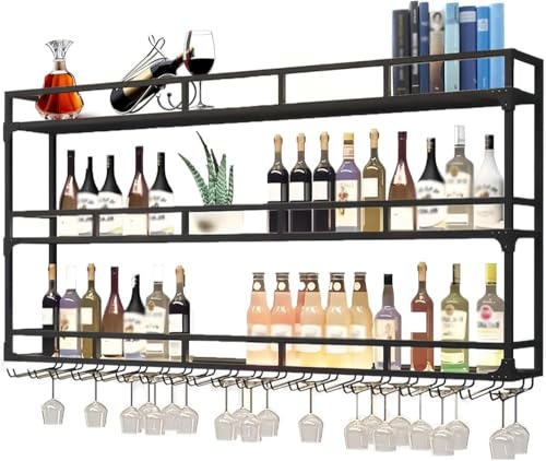 Weinregal zur Wandmontage, großes Metall-Gestell, schwebende Regale für die Küche zu Hause oder im Café von Generic
