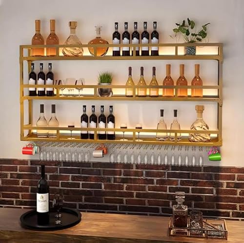 Weinregal zur Wandmontage, großes Metall-Gestell, schwebende Regale für die Küche zu Hause oder im Café Weinregal zur Wandmontage, großes Metall-Gestell, schwebende Regale für die Küche zu Hause oder im Café von Generic