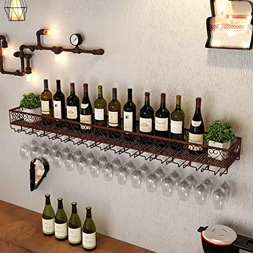 Weinregal zur Wandmontage mit Stielglasregal, industrielles Weinglas-Wandregal, Weinglashalter-Lagerregal für die Heimküchenbar von Generic