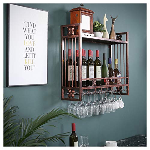 Weinregale Home/Bar Retro Wandmontage, Metall Vintage Flasche & Glas Aufbewahrungshalter, große Kapazität Doppelschicht Weinregal, für Bar/Küche/Schrank, Braun Weinregale Home/Bar Retro Wandmontage, Metall Vintage Flasche & Glas Aufbewahrungshalter, große Kapazität Doppelschicht Weinregal, für Bar/Küche/Schrank, Braun von Generic