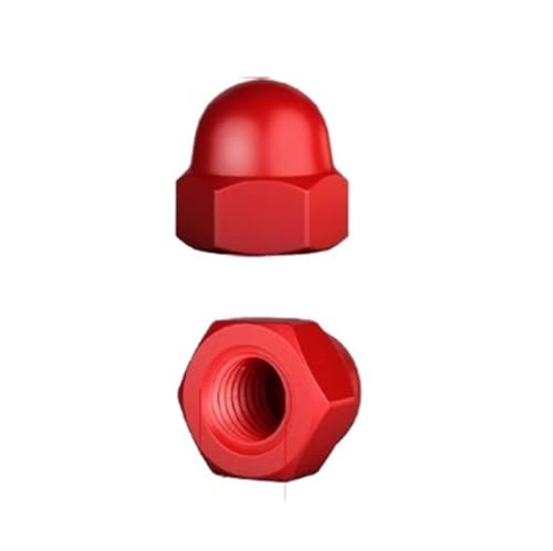 Weiß/Schwarz/Gelb/Blau/Rot Nylon Kunststoff Isolierte Hex Hexagon Dekorative Abdeckung Dome Acorn Hutmutter M3 ~ M20(Red,M8-20pcs) von Generic