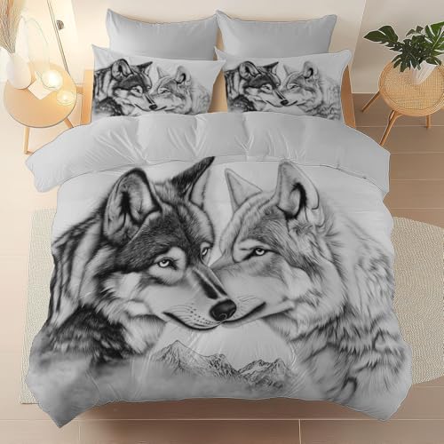 Weiß Bettbezug Tier Skizze Wolf Gebürstete Mikrofaser Weich und Reißfest, 135 x 200 cm Bettwäsche Mit Unsichtbarem Reißverschluss Eckbändern Pflegeleicht Teenager Schlafzimmer Weiß Bettbezug Tier Skizze Wolf Gebürstete Mikrofaser Weich und Reißfest, 135 x 200 cm Bettwäsche Mit Unsichtbarem Reißverschluss Eckbändern Pflegeleicht Teenager Schlafzimmer von Generic