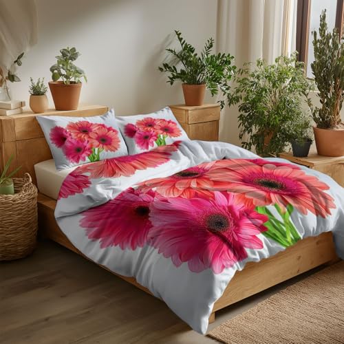 Weiß Bettwäsche Set 135 x 200 cm Gerbera Einfach Pflanzen, Wende Motiv, Microfaser, mit Reißverschluss, Bettbezug, für Allergiker geeignet Weiß Bettwäsche Set 135 x 200 cm Gerbera Einfach Pflanzen, Wende Motiv, Microfaser, mit Reißverschluss, Bettbezug, für Allergiker geeignet von Generic