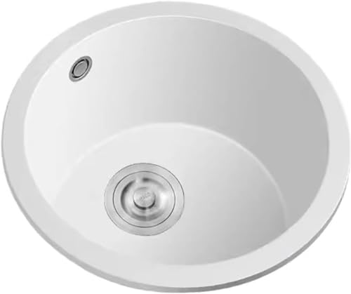 Weiß Küchenspüle Rund Spüle Quarz Stein Kleine Spüle Bar Spüle Wohnung Mini Spüle Runde Waschbecken, 39.5CM von Generic