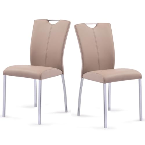 Weiße Esszimmerstühle aus Leder, 2er-Set, gepolsterte Moderne Esszimmerstühle für die Küche, moderner Akzentstuhl aus der Mitte des Jahrhunderts mit Metallbeinen, armlose Seitenstühle für den Empfang Weiße Esszimmerstühle aus Leder, 2er-Set, gepolsterte Moderne Esszimmerstühle für die Küche, moderner Akzentstuhl aus der Mitte des Jahrhunderts mit Metallbeinen, armlose Seitenstühle für den Empfang von Generic