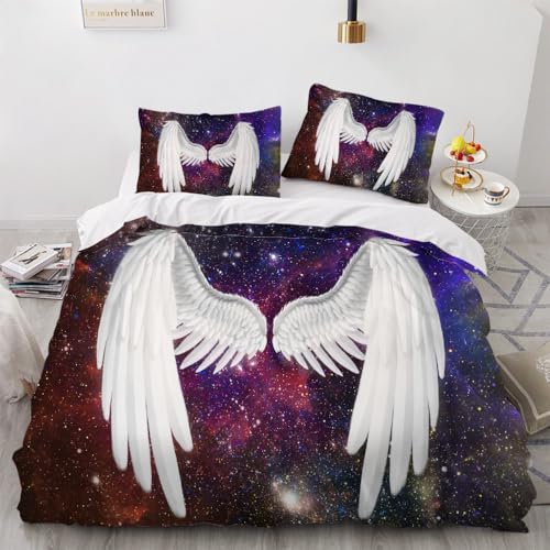Weiße Flügel Bettwäsche Set 155×220cm Galaxie 3 Teilig Bettbezug Weich Microfaser Bettbezüge mit Reißverschluss Bettdeckenbezug für Kinder Mädchen Weiße Flügel Bettwäsche Set 155×220cm Galaxie 3 Teilig Bettbezug Weich Microfaser Bettbezüge mit Reißverschluss Bettdeckenbezug für Kinder Mädchen von Generic
