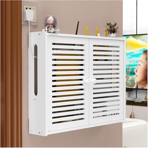 Weiße Schwebende Regale, WiFi-aufbewahrungsbox, Wandhalterung WiFi-Router-aufbewahrungsbox, Router-Modem-wandhalterung, White, 42x10x31cm von Generic