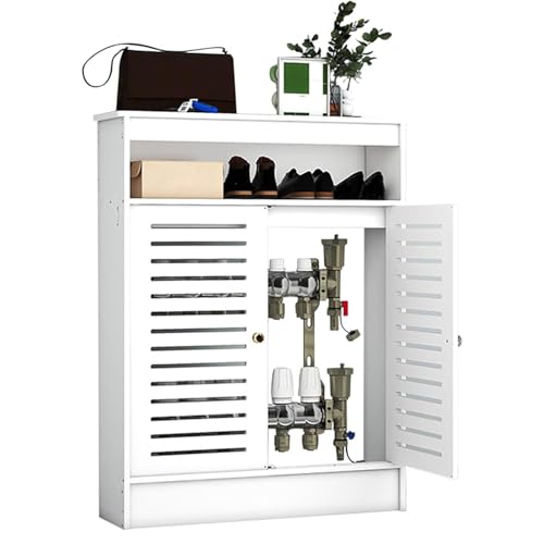 Weißer Badezimmer-Unterschrank Mit 2 Türen, Lamellengrill-Regalschrank,Heizungsabdeckung, Verkleidung Heizkörper,dekorativer Aufbewahrungs-Organizer Für Die Wohnzimmerheizung Für Da(L70xH90xT25cm) Weißer Badezimmer-Unterschrank Mit 2 Türen, Lamellengrill-Regalschrank,Heizungsabdeckung, Verkleidung Heizkörper,dekorativer Aufbewahrungs-Organizer Für Die Wohnzimmerheizung Für Da(L70xH90xT25cm) von Generic