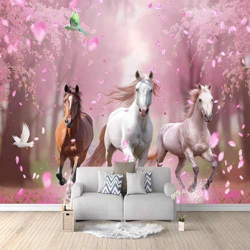 Weißes Pferd Mit Tiermotiv Art Fototapete Malerei Rosa Tapete Fototapeten Vlies Tapeten, Vliestapete Wandtapete Moderne Wand Schlafzimmer Wohnzimmer Wand tapete 400x280 cm Weißes Pferd Mit Tiermotiv Art Fototapete Malerei Rosa Tapete Fototapeten Vlies Tapeten, Vliestapete Wandtapete Moderne Wand Schlafzimmer Wohnzimmer Wand tapete 400x280 cm von Generic
