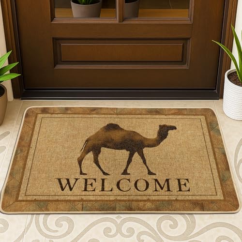 Welcome Camel Fußmatte, Khaki, für Innen- und Außenbereich, rustikale Dekoration, rutschfeste, saugfähige Kokosfaser-Fußmatten, einfache Pflege, 73,2 x 43,2 cm Welcome Camel Fußmatte, Khaki, für Innen- und Außenbereich, rustikale Dekoration, rutschfeste, saugfähige Kokosfaser-Fußmatten, einfache Pflege, 73,2 x 43,2 cm von Generic