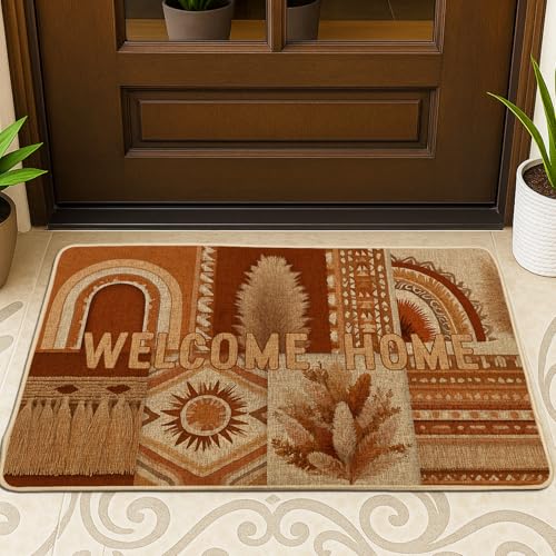 Welcome Home Fußmatte, Terrakotta, abstraktes Design, Bodenmatte für Innen- und Außenbereich, Eingangsbereich, böhmisches Dekor, rutschfeste staubabweisende Matte, einfache Pflege, 73,2 x 43,2 cm Welcome Home Fußmatte, Terrakotta, abstraktes Design, Bodenmatte für Innen- und Außenbereich, Eingangsbereich, böhmisches Dekor, rutschfeste staubabweisende Matte, einfache Pflege, 73,2 x 43,2 cm von Generic