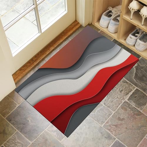 Wellenförmige Streifen Fussmatte Innen60 X 90 cm, rutschfest Fußmatte, Waschbares Staubpad, Dünn Türmatte Saugstarke Eingangsteppich, Eingangsmatte Für Innenbereich, Grau Moderner Minimalismus Wellenförmige Streifen Fussmatte Innen60 X 90 cm, rutschfest Fußmatte, Waschbares Staubpad, Dünn Türmatte Saugstarke Eingangsteppich, Eingangsmatte Für Innenbereich, Grau Moderner Minimalismus von Generic