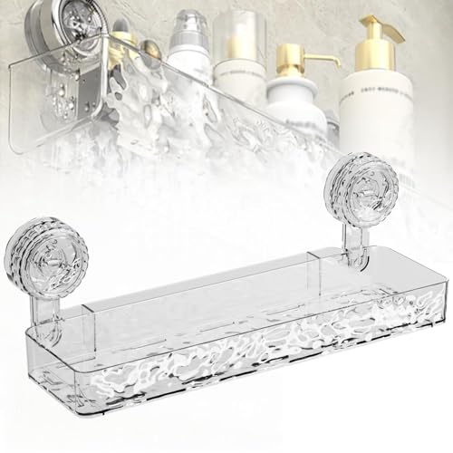 Wellpappe Saugnapf Aufbewahrungshalter, Duschkabine Saugnapf für Badezimmer Küche, Saugnapf Duschhalter Regal Wandmontage Durchsichtiges Gestell für Toilettenartikel,A von Generic