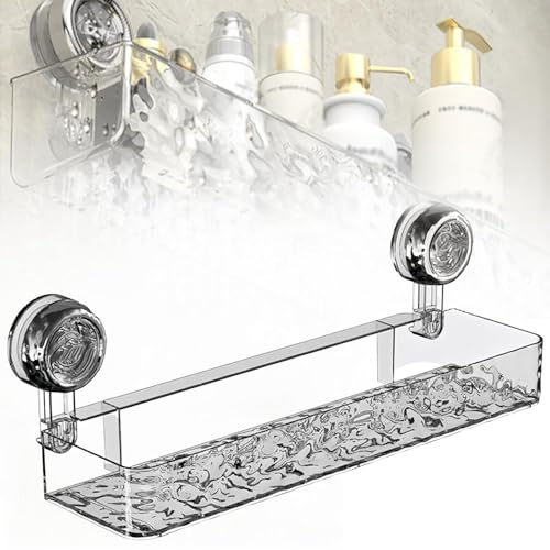Wellpappe Saugnapf Aufbewahrungshalter, Duschkabine Saugnapf für Badezimmer Küche, Saugnapf Duschhalter Regal Wandmontage Durchsichtiges Gestell für Toilettenartikel,B von Generic