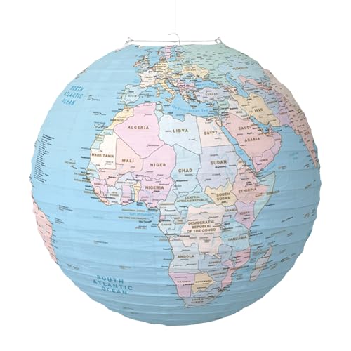 Weltkarte Papierlaterne Kugellaterne | Deko für den Tag der Erde | Papierlaternen Welt, Weltkarte Laterne für Klasse, Deko Globe Für Zuhause von Generic