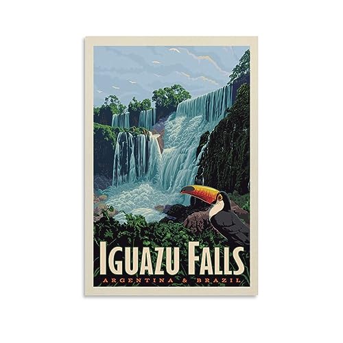 Weltreise-Poster, Retro-Poster, Iguazu-Fälle, Argentinien und Brasilien, Poster, Malerei, Leinwand, Wandkunst, Wohnzimmer, Poster, Gemälde, 60 x 90 cm von Generic