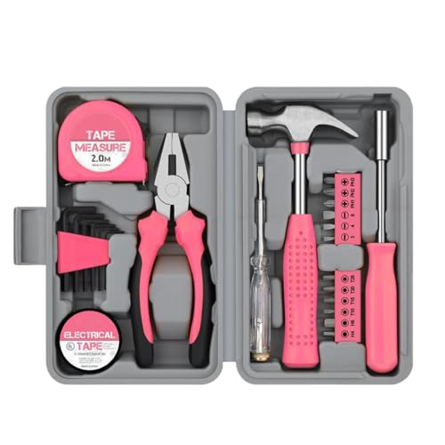 Werkzeug-Set - Pinkes Mehrzweck-Werkzeugkasten-Set Mit Aufbewahrungsbox Für Zuhause | Garage, Frauen Und Frauen, Mädchen von Generic