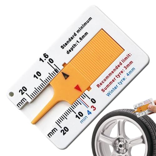 Werkzeug zur Messung der Reifenprofiltiefe, Reifentiefenmesser,0-20 mm Reifenprofilprüfer - Genaues Messwerkzeug für die Reifenprofiltiefe, leicht ablesbares Messgerät für Autos, LKWs und Motorräder von Generic