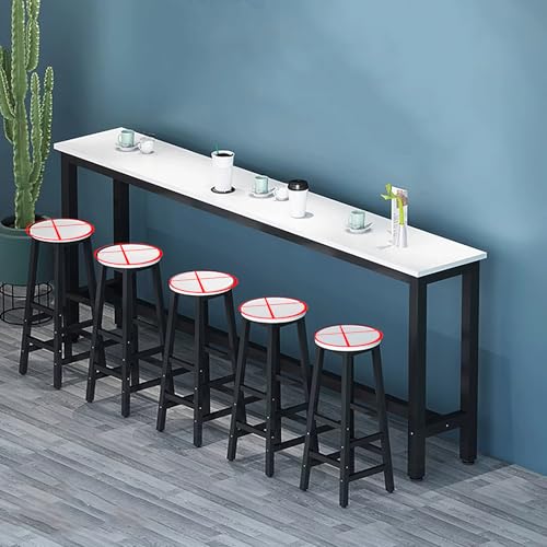 White Breakfast Bar TableHigh Kitchen Counter Table for Home & Restaurant Outdoor Radiator Table 180x30x100CM Perfect for Dining & Entertaining (Chairs Not Included) von Generic