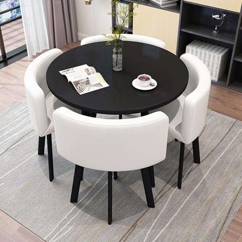 White Round Rezeption Schreibtisch Negotiation Table for 4 Dining Set Modern Office Möbel Multipurpose Meeting Table Ideal for Home & Business Use One Size von Generic
