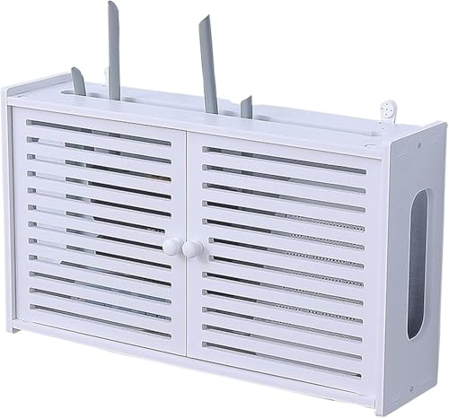 WiFi-Router-aufbewahrungsbox Schwimmende Regale Router-Halterung Wandmontierte Router-aufbewahrungsbox Kabel-Organizer-Box, White-a, 48x12x28cm von Generic