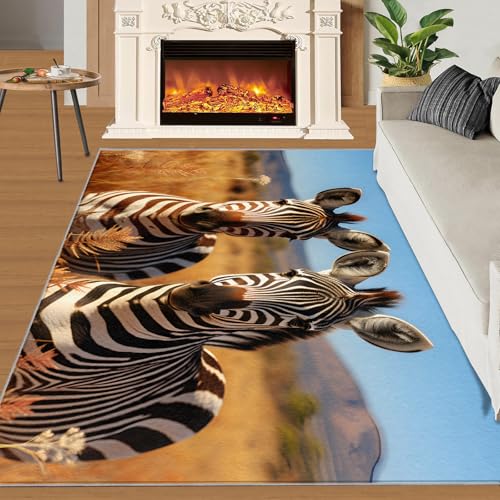 Wildtier Teppich Schöne Graslandberge Wohnzimmerteppiche Sonnenschein Schwarz-Weißes Zebra 180x270 Rug Zebra Vorleger Rutschfester Teppich Für Stark Frequentierte Bereiche Wildtier Teppich Schöne Graslandberge Wohnzimmerteppiche Sonnenschein Schwarz-Weißes Zebra 180x270 Rug Zebra Vorleger Rutschfester Teppich Für Stark Frequentierte Bereiche von BEQUTIY