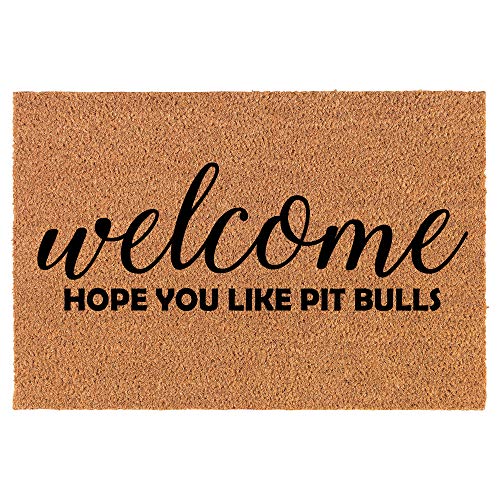 Willkommen Hoffe Du Magst Pitbulls Teppich Robust Schmutzfänger Waschmaschinenfest Läufer Flur Für Wc Deko Küche Hauseingänge 40 X 60Cm von Generic