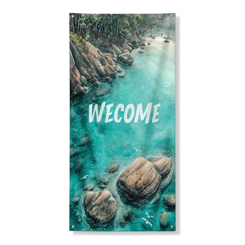 Willkommens-Türabdeckung, Banner, dekorativ, ruhiger Fluss und Felsen, Natur, Haustür-Dekoration, für drinnen und draußen, Frühlingszubehör, 91,4 x 183,9 cm Willkommens-Türabdeckung, Banner, dekorativ, ruhiger Fluss und Felsen, Natur, Haustür-Dekoration, für drinnen und draußen, Frühlingszubehör, 91,4 x 183,9 cm von Generic