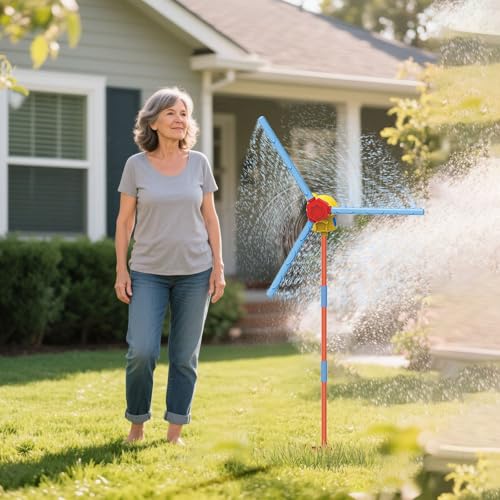 Windmühle Sprinkler Garten 140 cm, 360° Rasensprinkler mit 36 Düsen, Spritzblume, Bewässerung Sprenger beweglich, Rasensprenger, Gartensprenger, für Hof, Garten, Rasen (1PC) von Generic