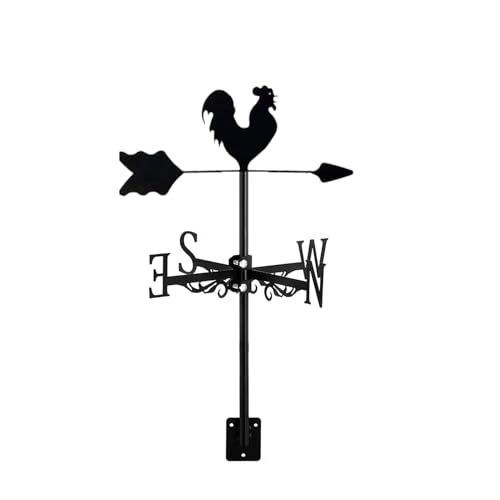 Windrichtungsanzeiger-Set aus Metall in Form eines Hahns oder Huhns, Dekoration für Dach, Garten, Wetterfahne, Schild, Messwerkzeug für Bauernhäuser im Freien, Hahn (Hahn) von Generic