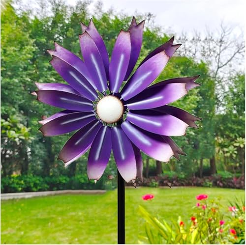 Windspinner Für Hof Und Garten Cleace 59 Zoll Höhe 13 Zoll Durchmesser, Windspinner 360 ° Wind Mit Kinetik Für Garten Rasen Terrasse Hof, Purple von Generic