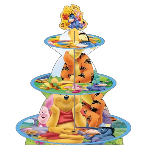 Winnie Bear Themed Cupcake Stand, Pooh Yellow Bear Birthday Party Decorations, Cute Winnie Party Supplies 3-Tier Cupcake Tower von Generic