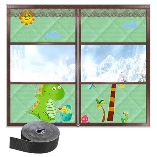 Winter Fenster Isolierfolie Thermo Cover Wasserdichte Baumwollvorhang Oxford Zur Wärmedämmung an Fenstern Energiesparende Kälteschutz Fensterisolierung Selbstklebend(Grün,140 * 170) von Generic