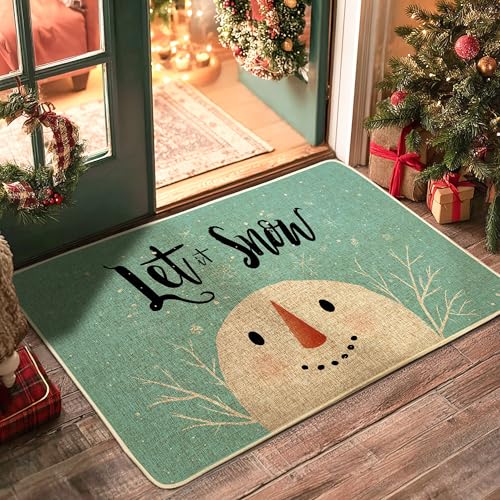 Winter-Fußmatte, Schneemann, Aqua Snowy, Eingangsmatte für Urlaubsdekoration, Gummi, wasserdicht, rutschfest, staubabsorbierend, leicht zu reinigen, 73,2 x 43,2 cm von Generic