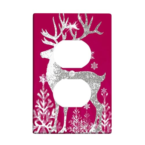 Winter-Hirsch-Lichtschalter-Abdeckplatten/Steckdosenabdeckungen, Fuchsia, Pfirsich-Rentier für Urlaubsdekoration, Thermoplastische Wandplatten, Standardgröße, Einzel-Duplex-Steckdose Winter-Hirsch-Lichtschalter-Abdeckplatten/Steckdosenabdeckungen, Fuchsia, Pfirsich-Rentier für Urlaubsdekoration, Thermoplastische Wandplatten, Standardgröße, Einzel-Duplex-Steckdose von Generic