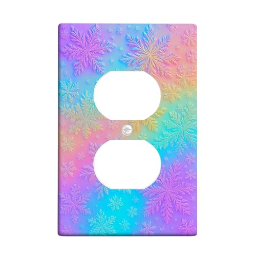 Winter-Schneeflocken-Lichtschalter-Abdeckplatte/Steckdosenabdeckungen, buntes mattiertes Design für Heimdekoration, thermoplastische Wandplatten, Standardgröße, Einzel-Duplex-Steckdose Winter-Schneeflocken-Lichtschalter-Abdeckplatte/Steckdosenabdeckungen, buntes mattiertes Design für Heimdekoration, thermoplastische Wandplatten, Standardgröße, Einzel-Duplex-Steckdose von Generic