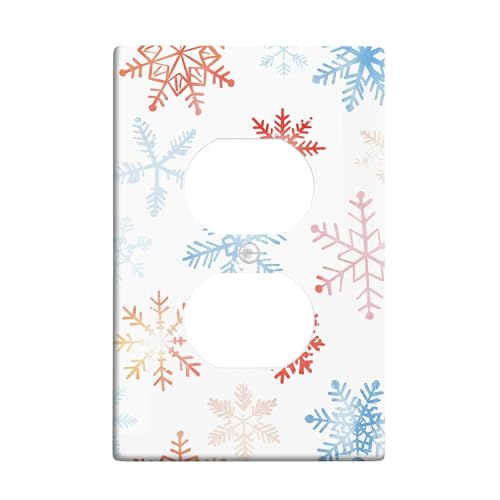 Winter-Schneeflocken-Lichtschalter-Abdeckplatten/Steckdosenabdeckungen, bunte Muster für Heimdekoration, thermoplastische Wandplatten, Standardgröße, Einzel-Duplex-Steckdose Winter-Schneeflocken-Lichtschalter-Abdeckplatten/Steckdosenabdeckungen, bunte Muster für Heimdekoration, thermoplastische Wandplatten, Standardgröße, Einzel-Duplex-Steckdose von Generic