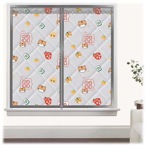 Winter Thermo Vorhang Fenster-Isolierfolie Kälteschutz Wärmedämmung Oxford Tuch Baumwol Winddichter Thermo Cover(Hellgrau,70 * 110) von Generic