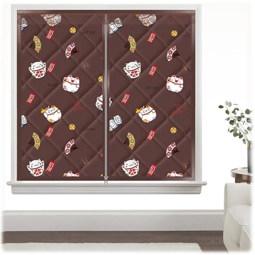 Winter Thermo Vorhang Fenster-Isolierfolie Kälteschutz Wärmedämmung Oxford Tuch Baumwol Winddichter Thermo Cover(Kaffeebraun,70 * 130) von Generic